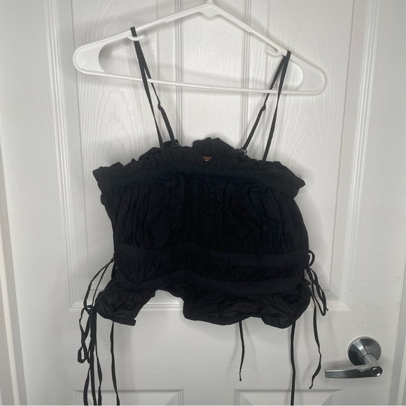 Free People Gabby Ruffle Ruched Tube Top in Black M - Picture 3 of 12